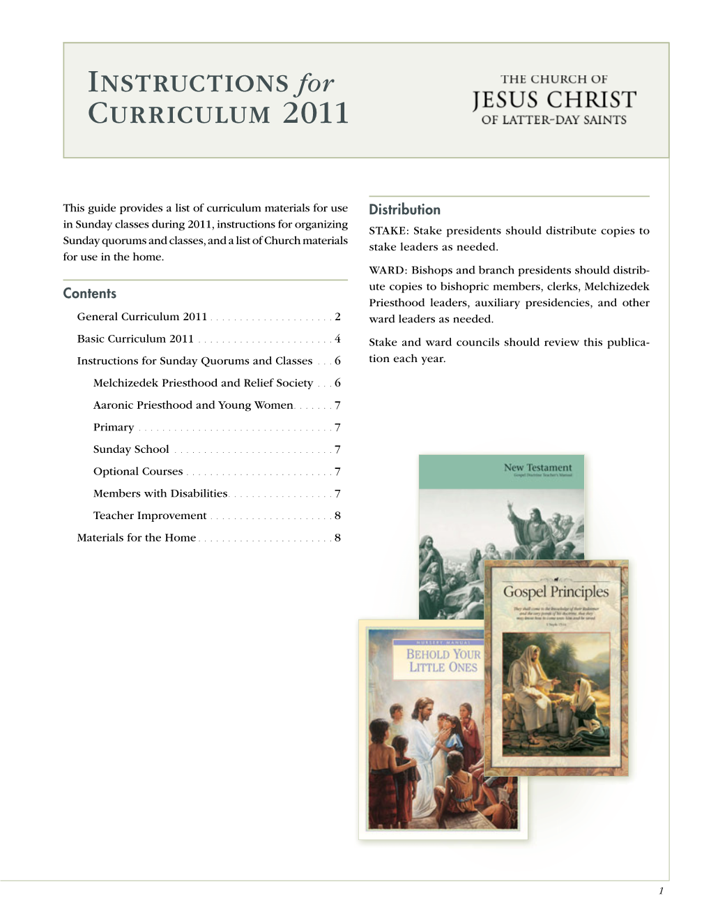 Instructions for Curriculum 2011