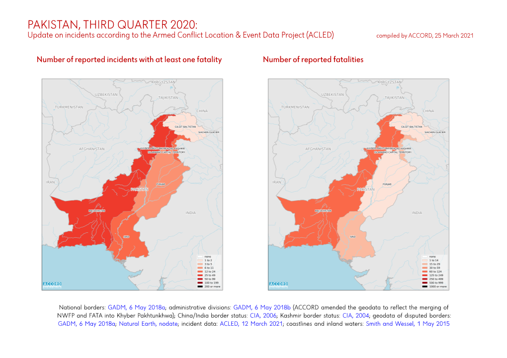 PAKISTAN, THIRD QUARTER 2020: Update on Incidents According to the Armed Conflict Location & Event Data Project (ACLED) Compiled by ACCORD, 25 March 2021