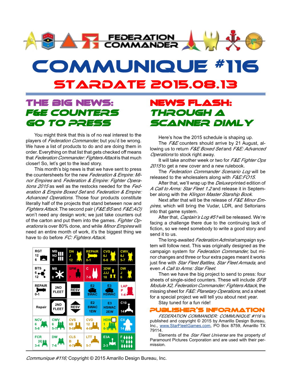 Communique #116 Stardate 2015.08.13