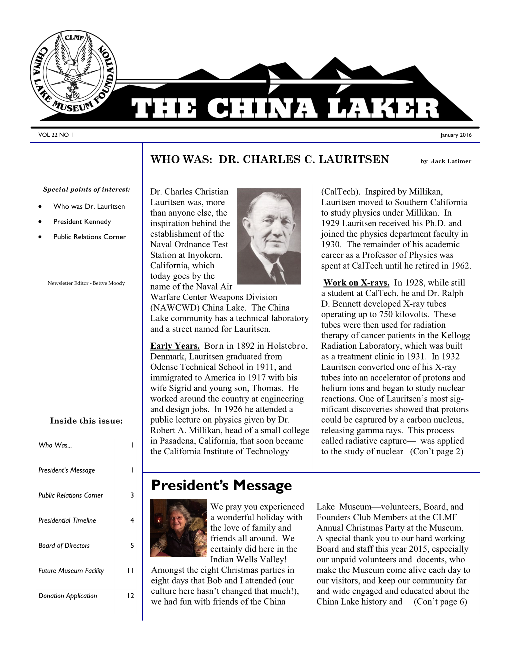 THE CHINA LAKER President's Message