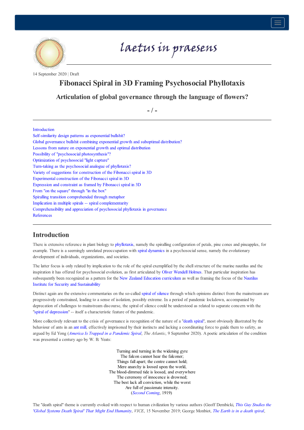 Fibonacci Spiral in 3D Framing Psychosocial Phyllotaxis Articulation of Global Governance Through the Language of Flowers? - /