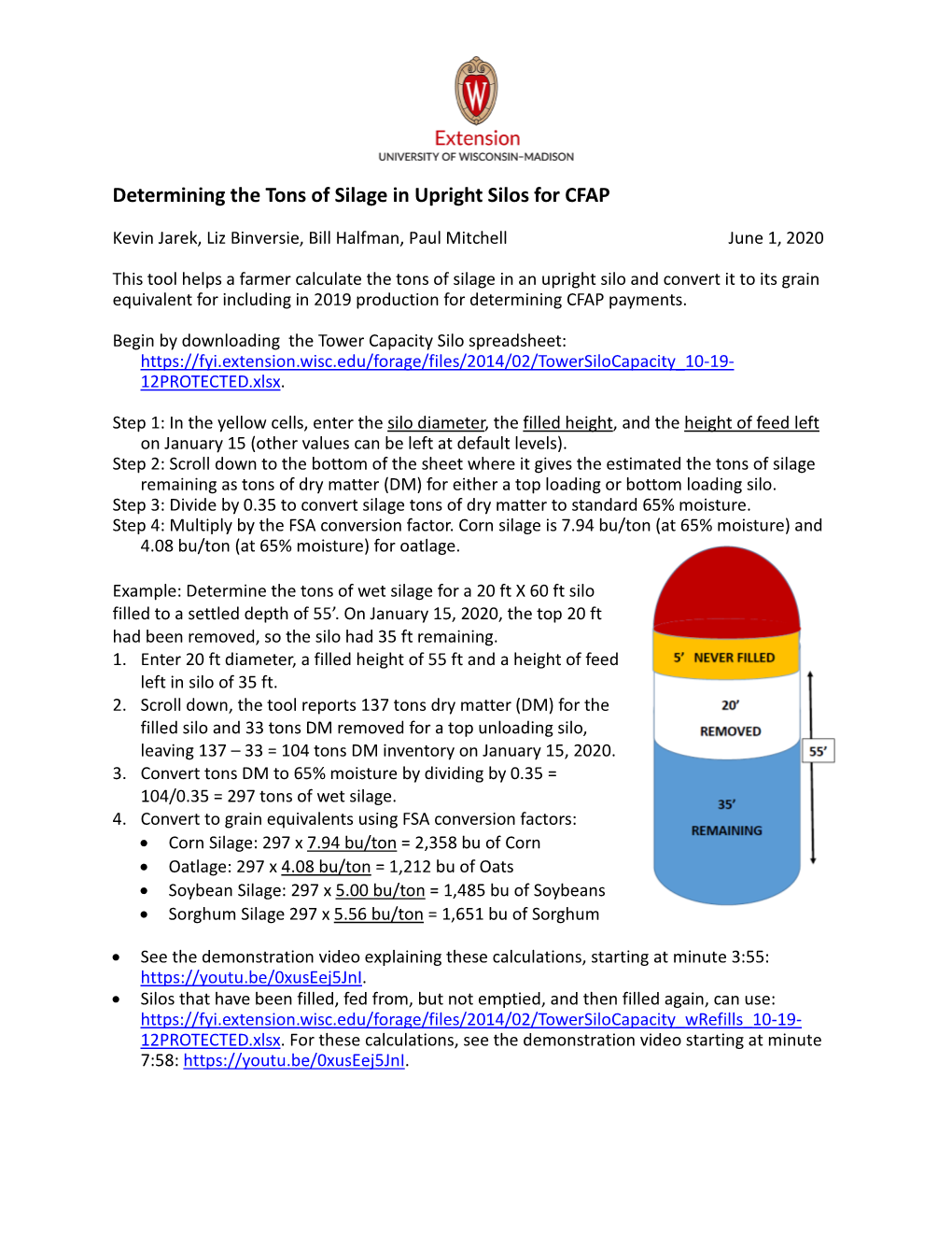 Determining the Tons of Silage in Upright Silos for CFAP