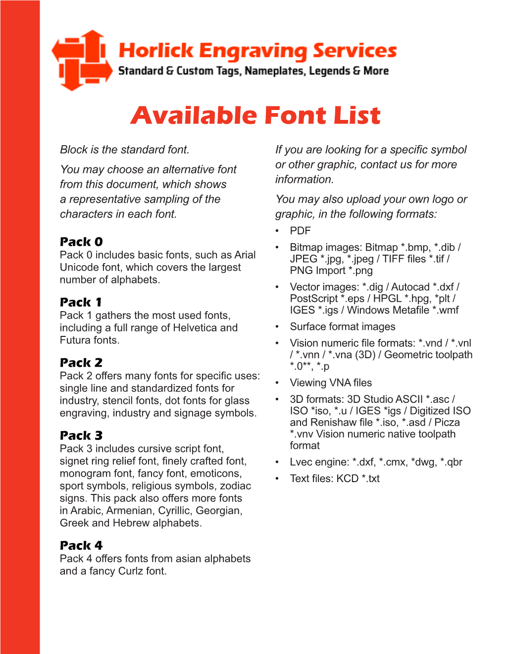 Available Font List