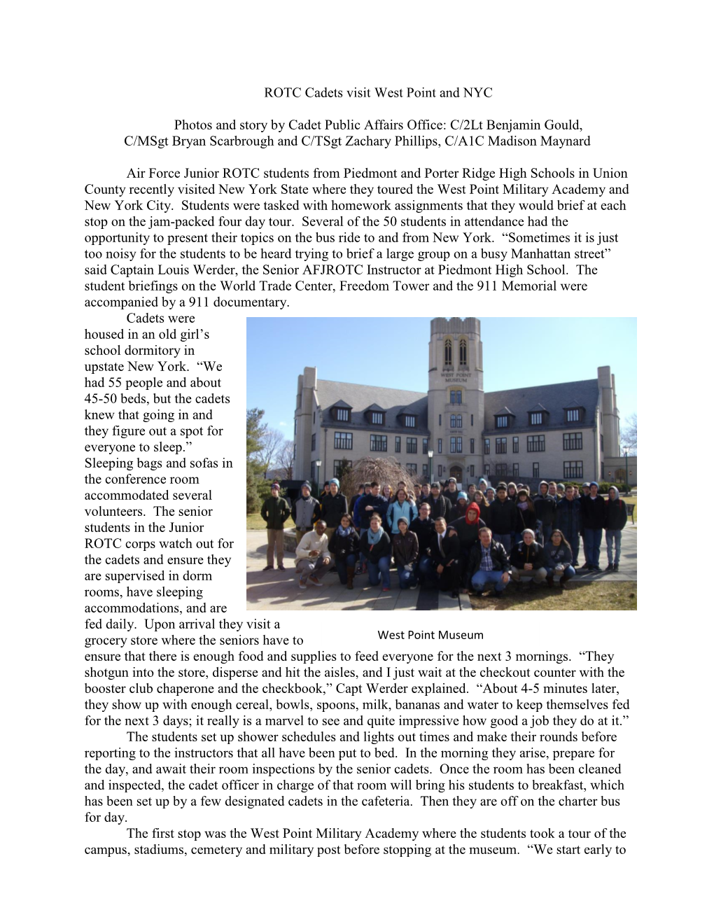 Download ROTC Cadets Visit West Point and NYC.Pdf