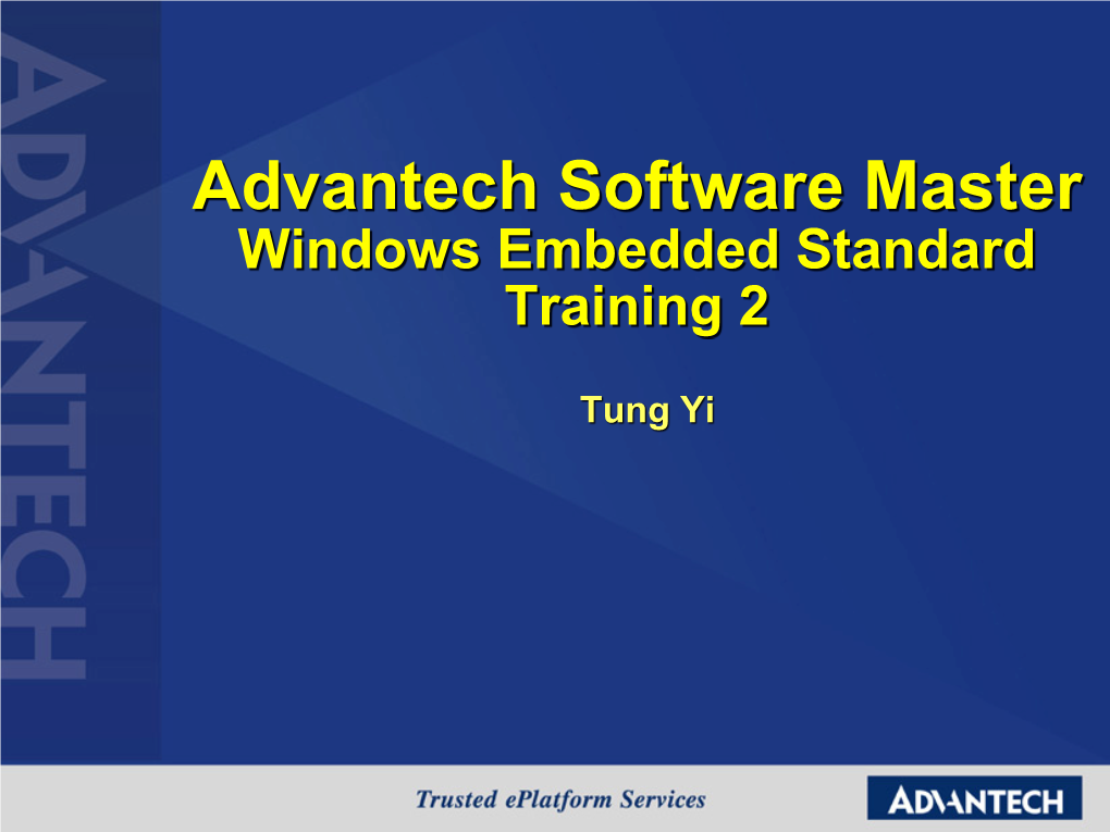 Advantech Software Master Windows Embedded Standard Training 2