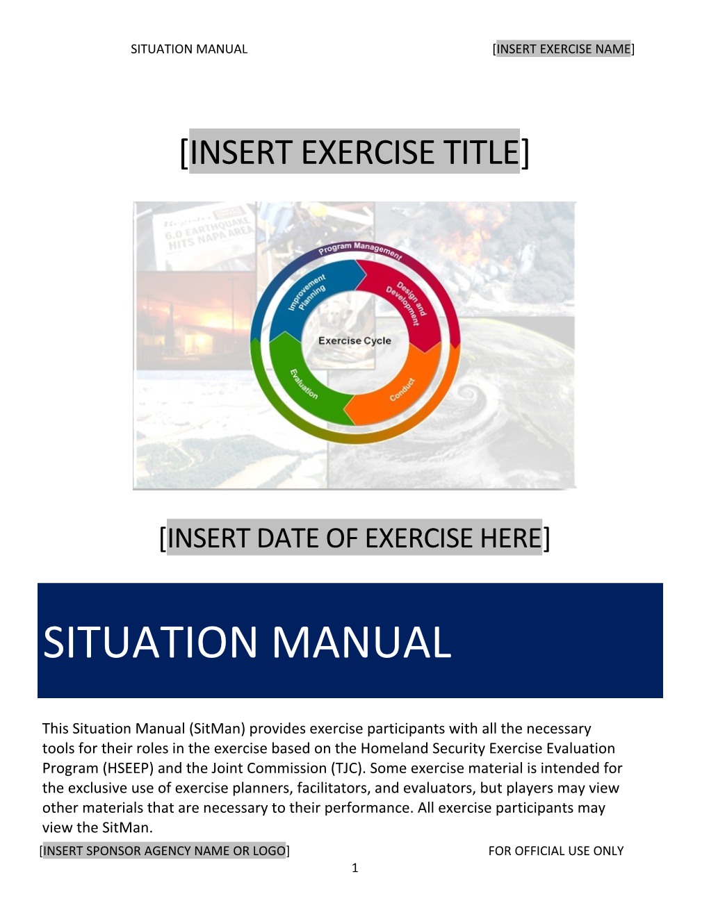 Situation Manual Insert Exercise Name