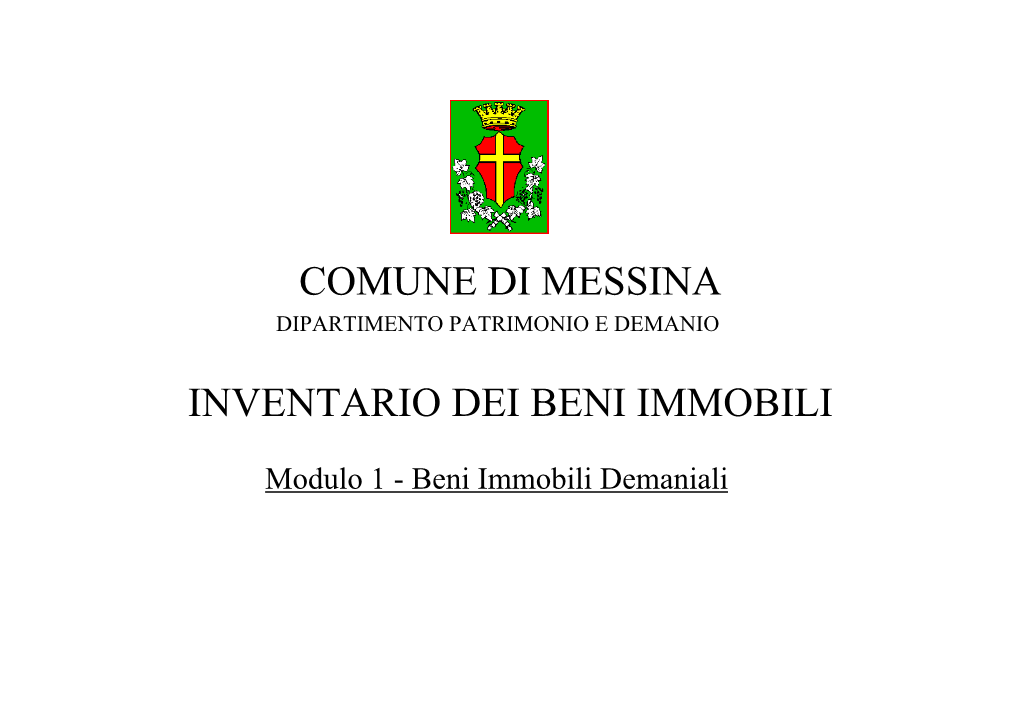 Comune Di Messina Inventario Dei Beni Immobili