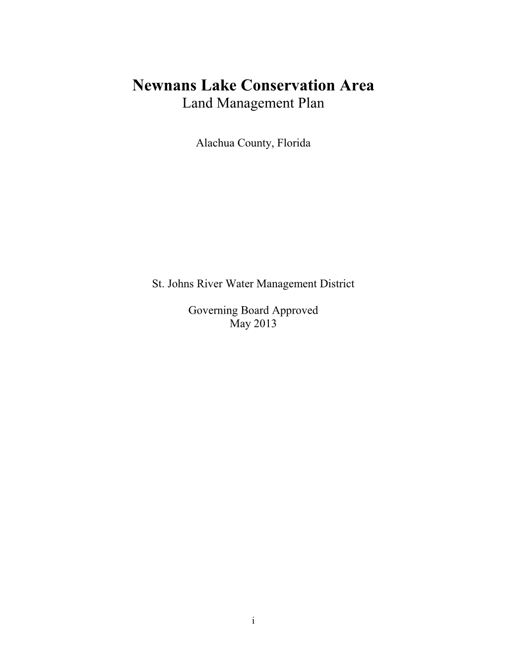 Newnans Lake Conservation Area Land Management Plan