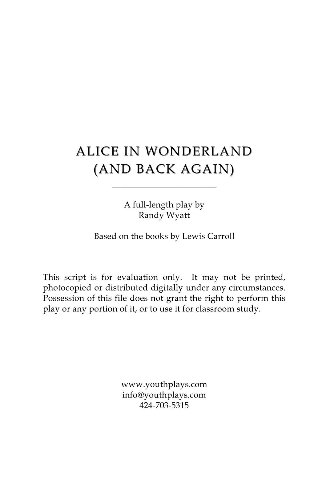 Alice in Wonderland Alice in Wonderland (And Back Again)