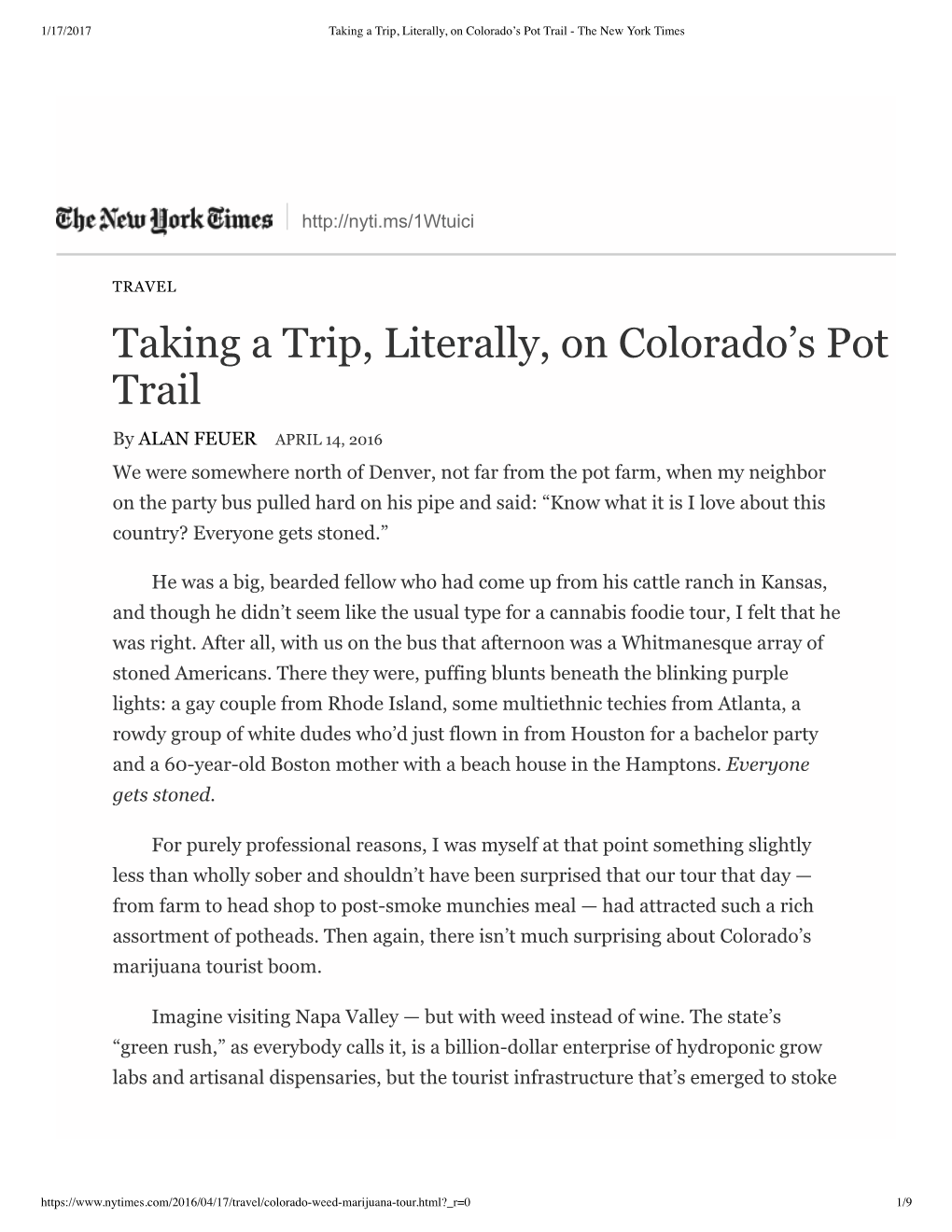 Taking a Trip, Literally, on Colorado's Pot Trail