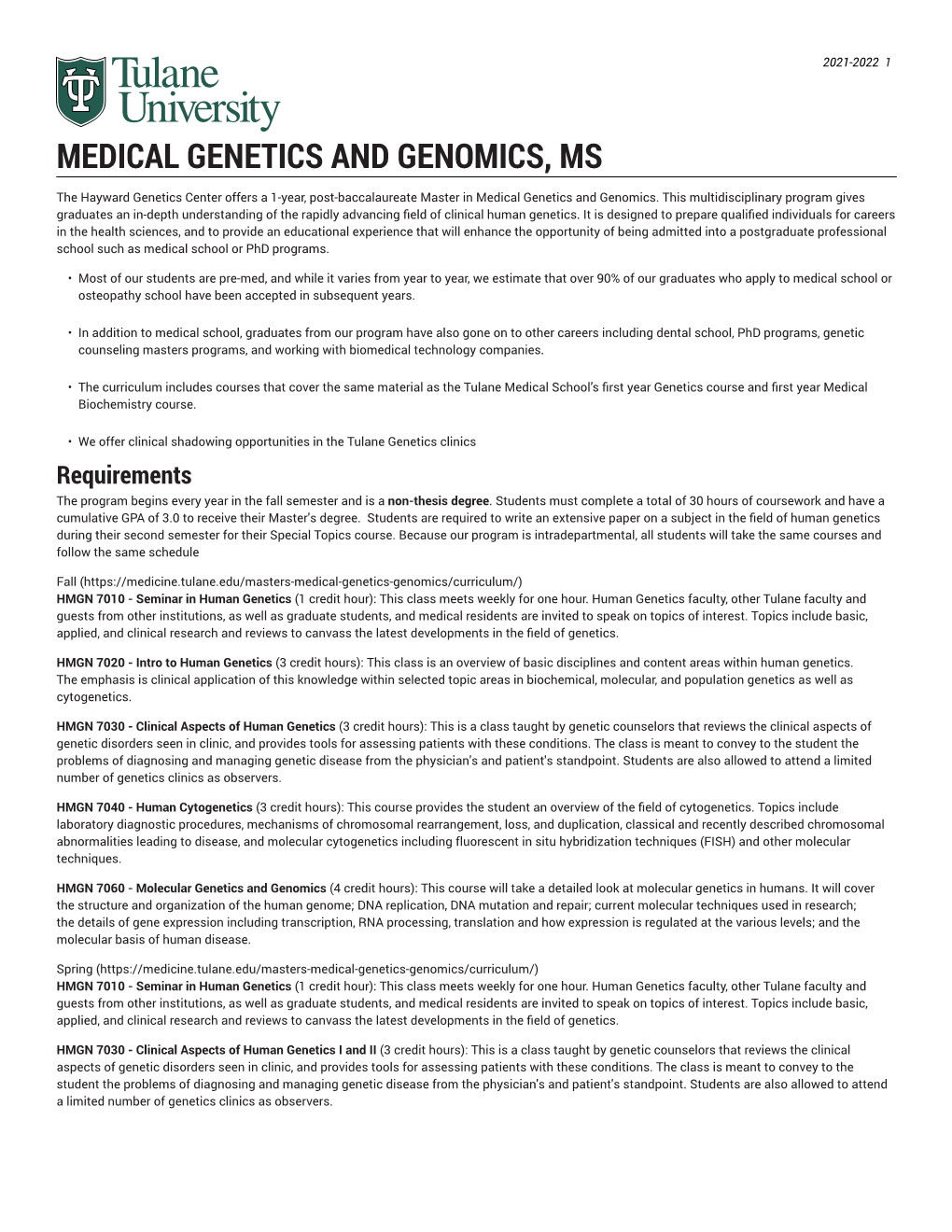 Medical Genetics and Genomics, Ms