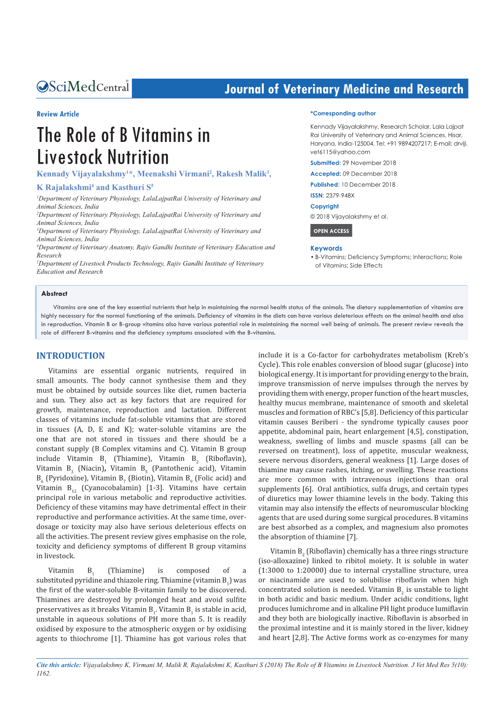 The Role of B Vitamins in Livestock Nutrition