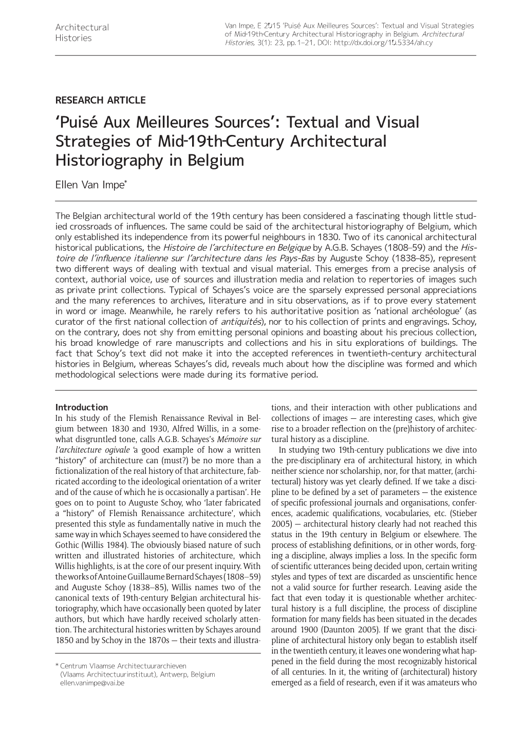 Puisé Aux Meilleures Sources’: Textual and Visual Strategies of Mid‐19Th‐Century Architectural Historiography in Belgium