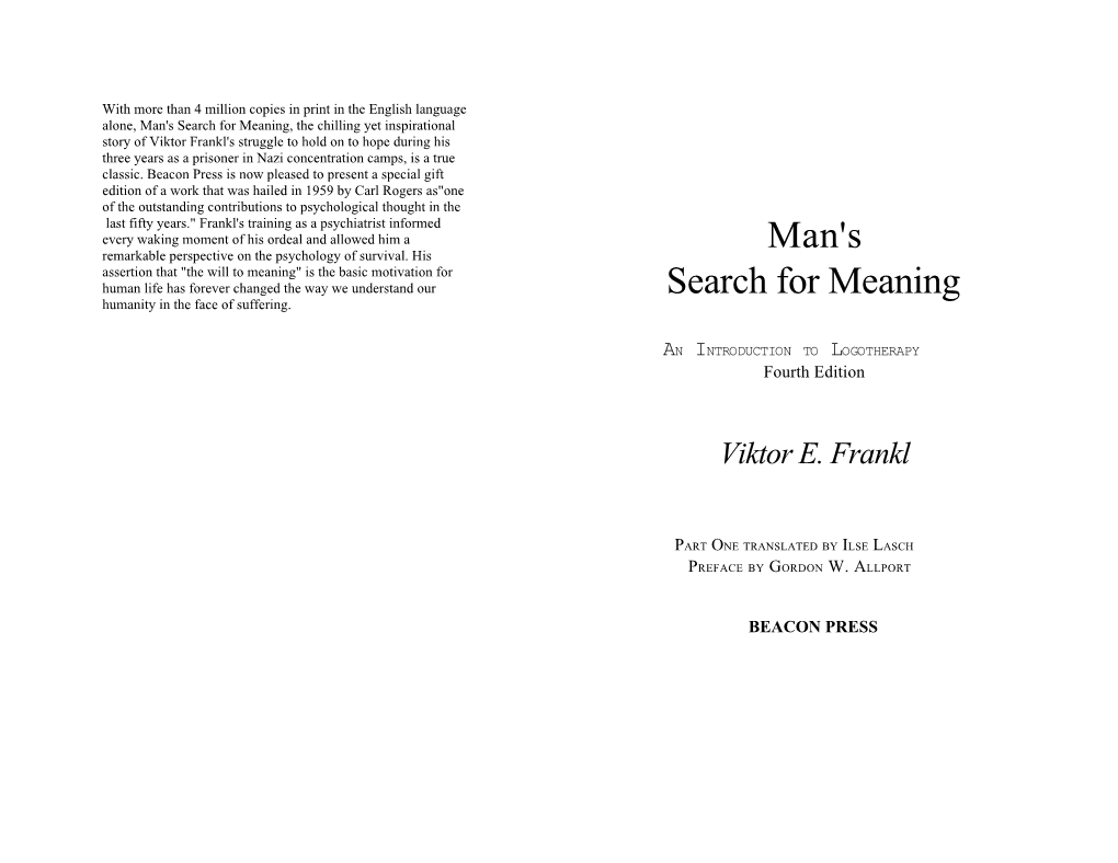 Viktor Frankl's Man's Search for Meaning