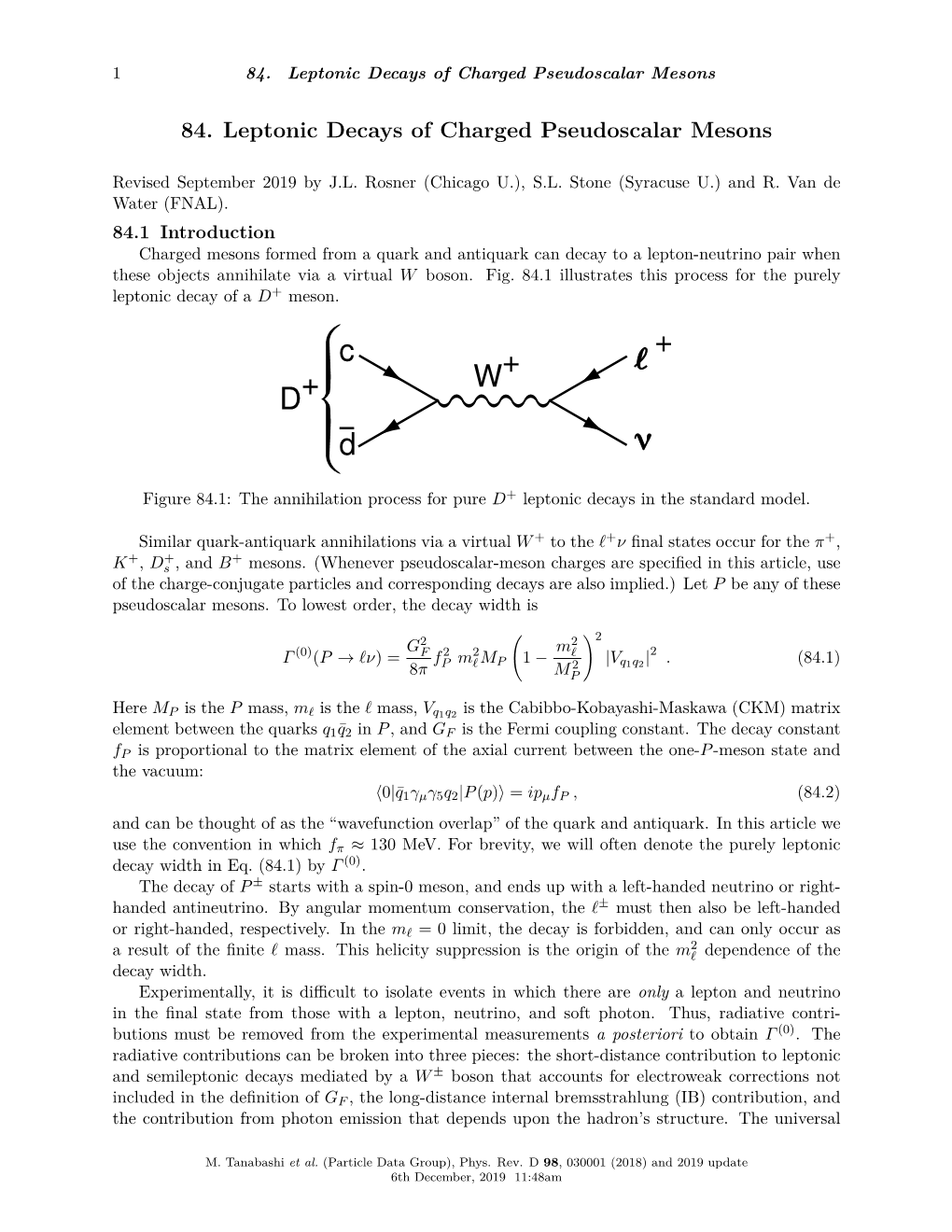 Leptonic Decays of Charged Pseudoscalar Mesons