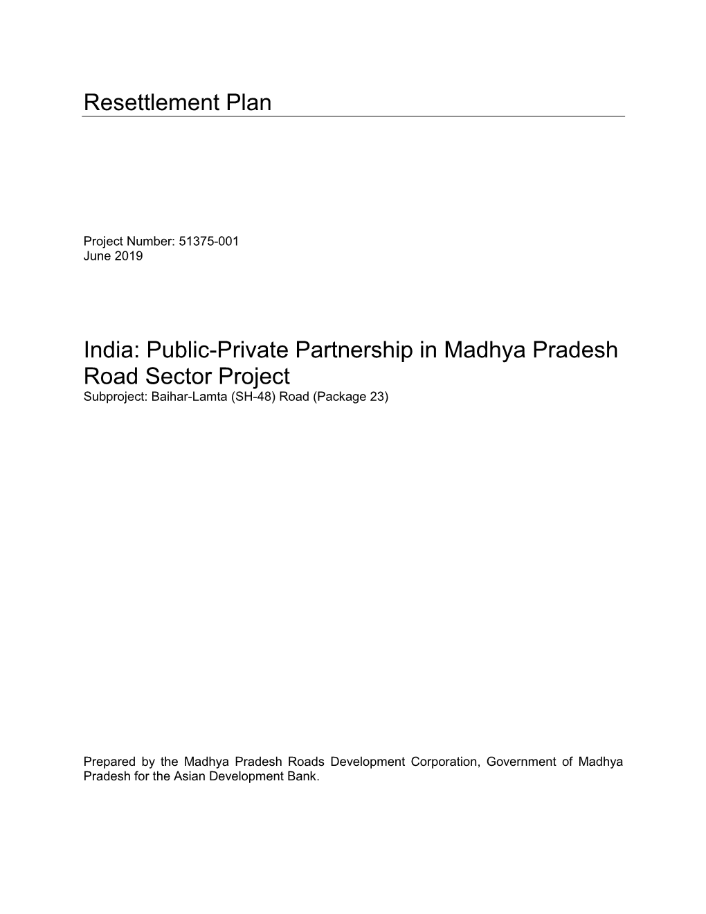 Resettlement Plan India: Public-Private Partnership In