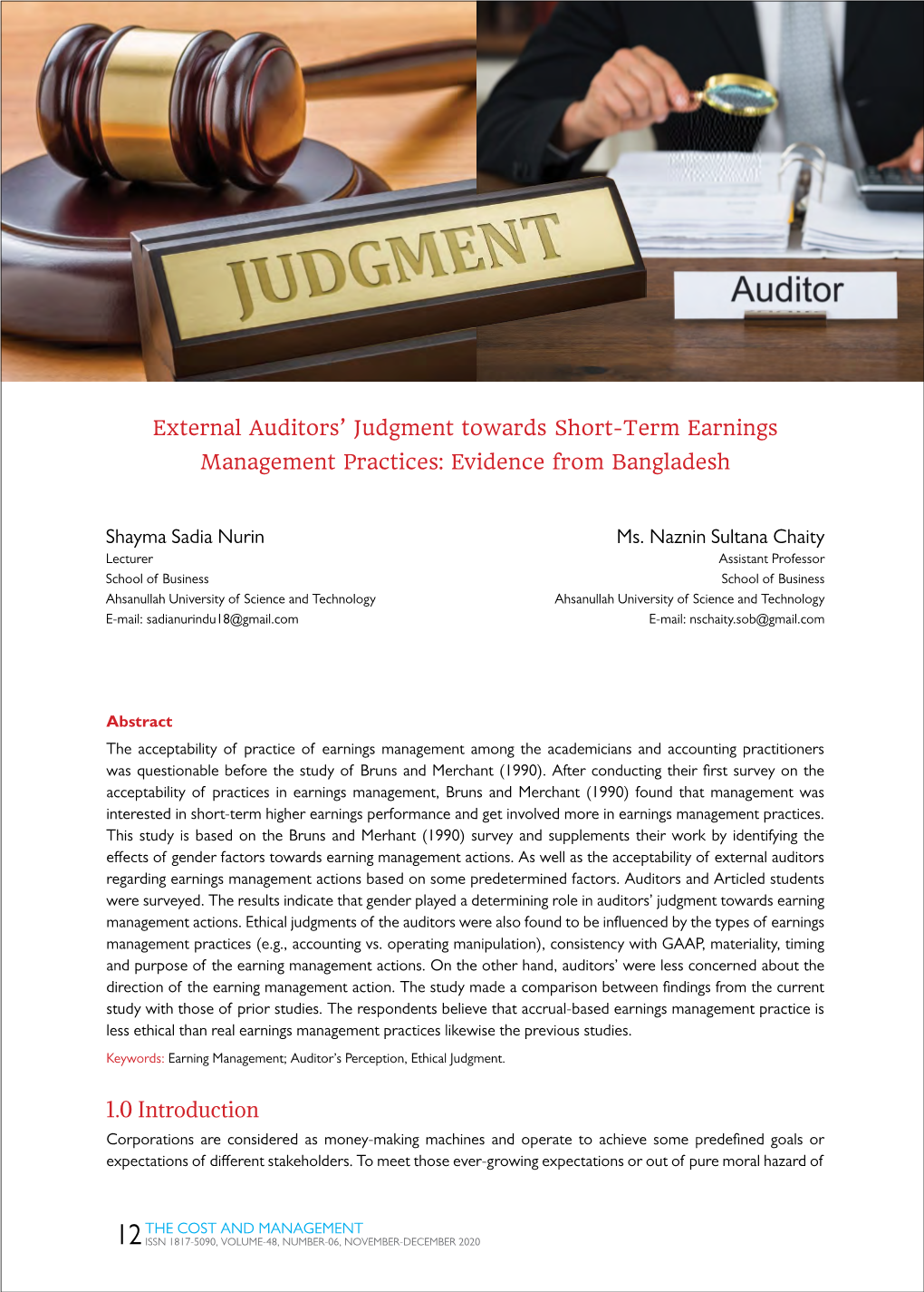 External Auditors' Judgment Towards Short-Term Earnings Management Practices