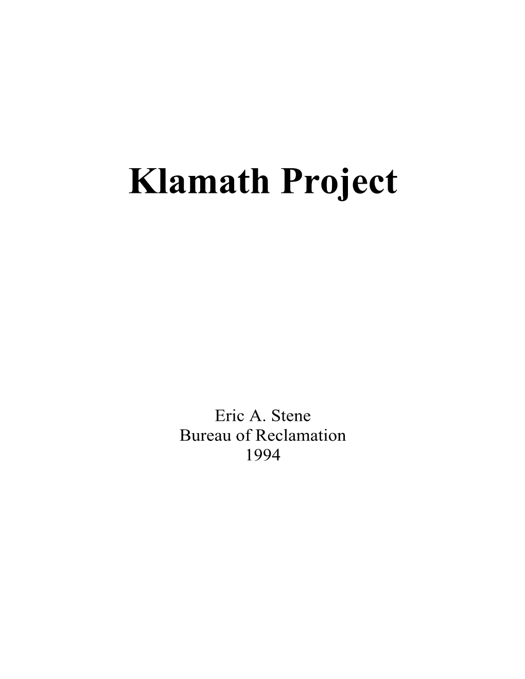 Klamath Project, Oregon, California