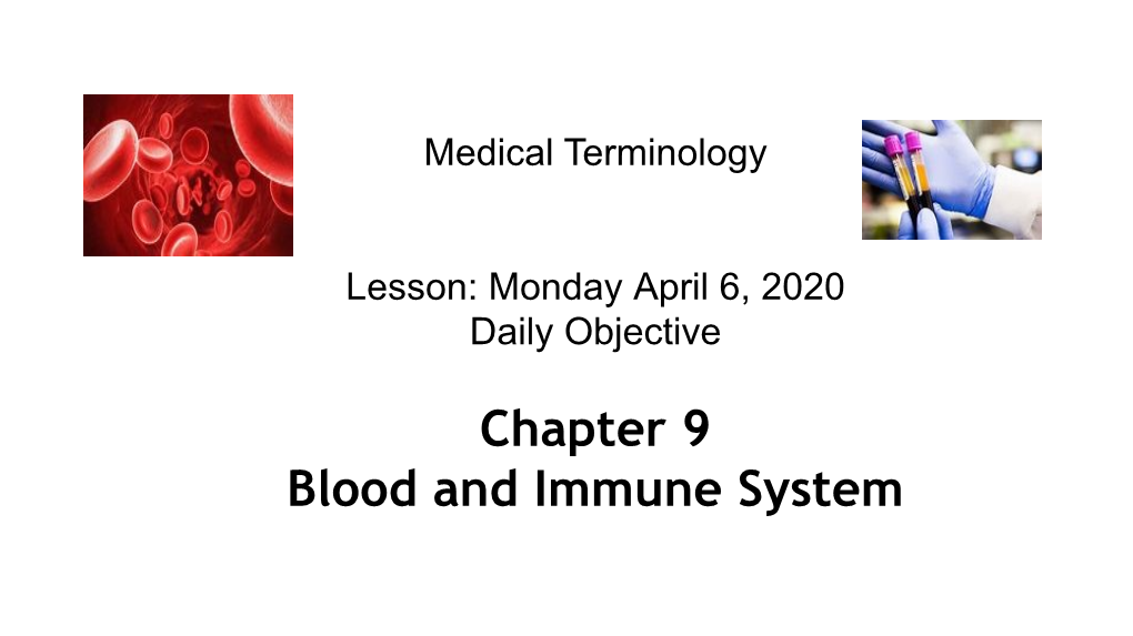 Chapter 9 Blood and Immune System Bell Ringer Activity