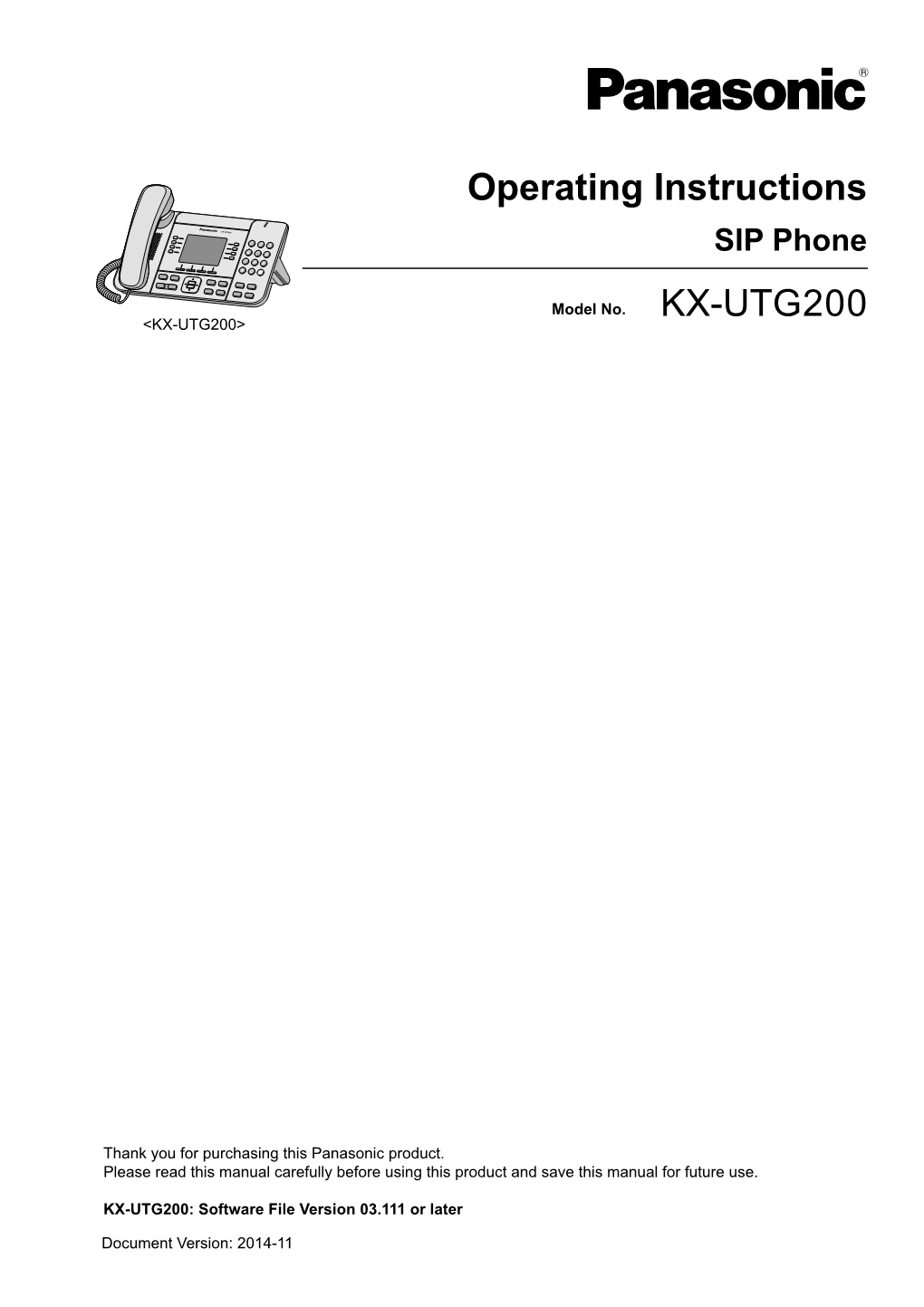 KX-UTG200 Operating Instructions