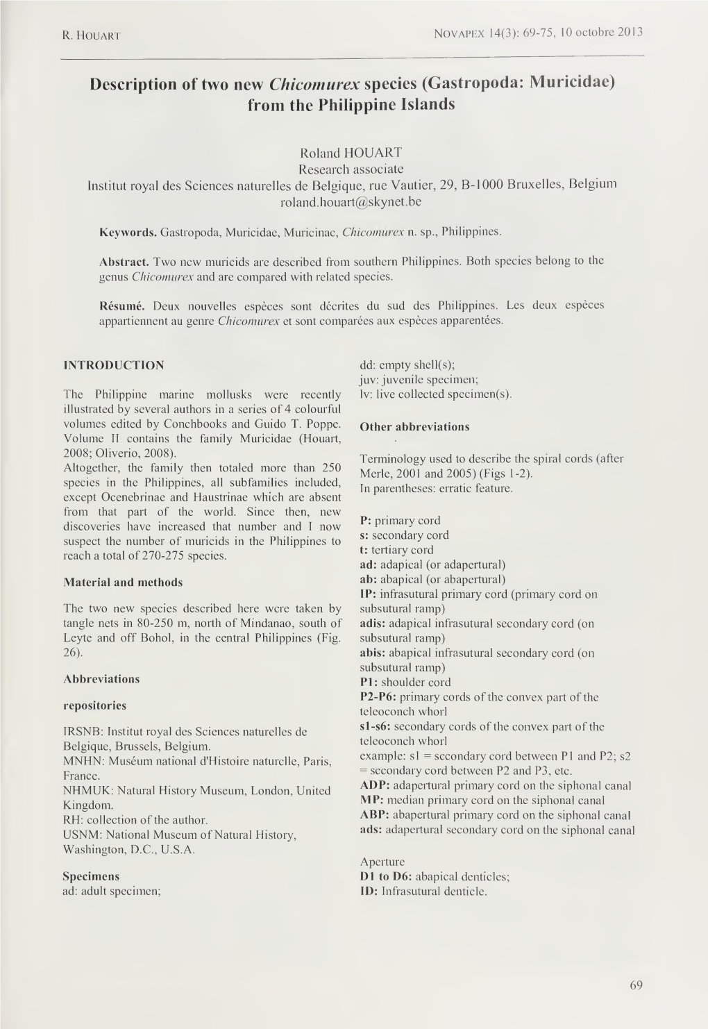 Description of Two New Chicomurex Species (Gastropoda: Muricidae) from the Philippine Islands