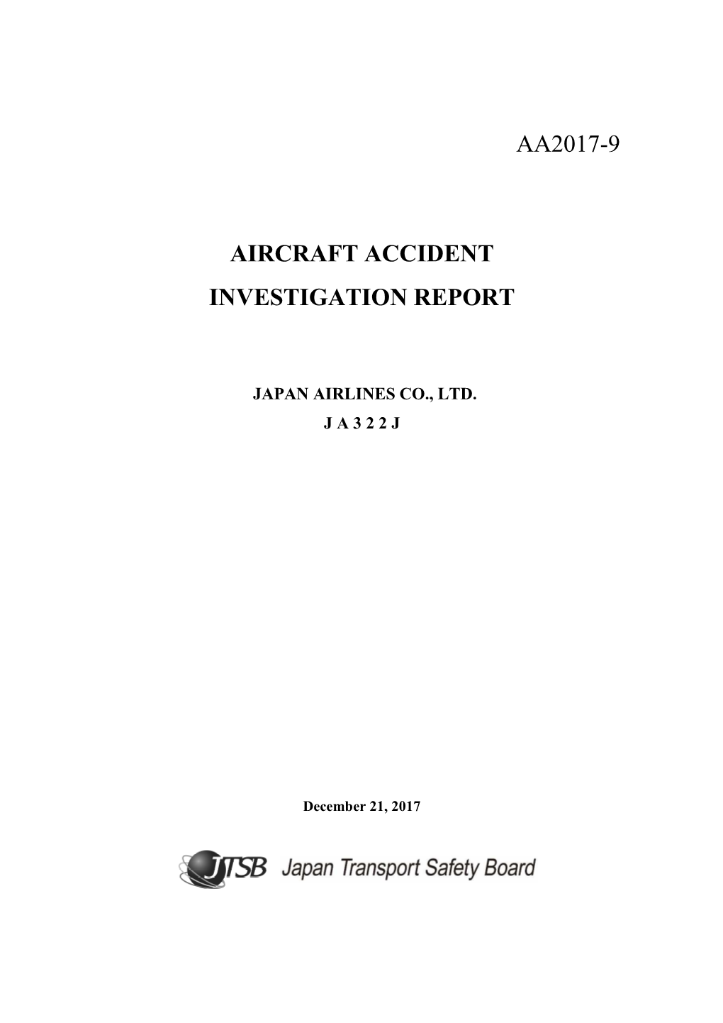 Aa2017-9 Aircraft Accident Investigation Report