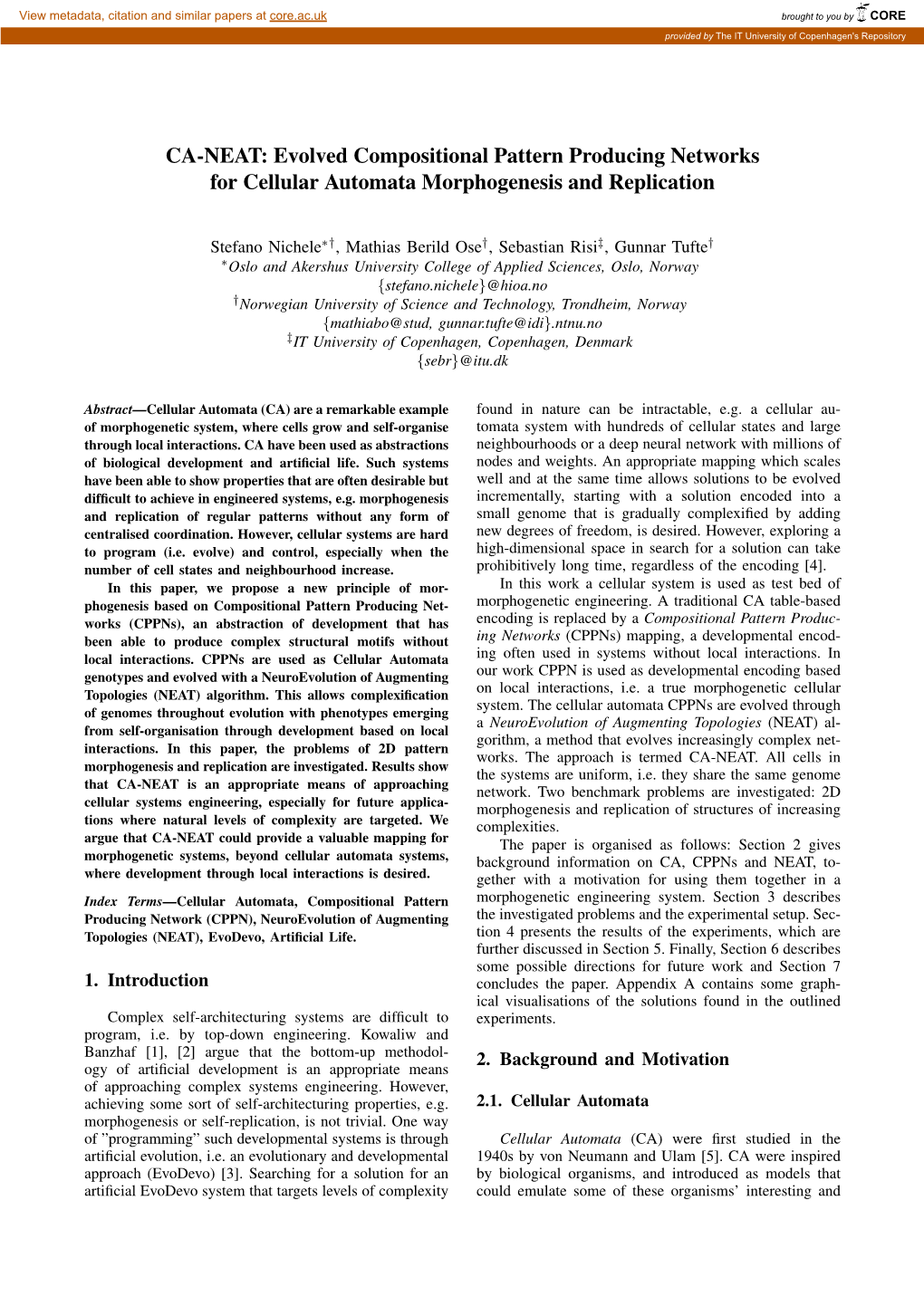 CA-NEAT: Evolved Compositional Pattern Producing Networks for Cellular Automata Morphogenesis and Replication