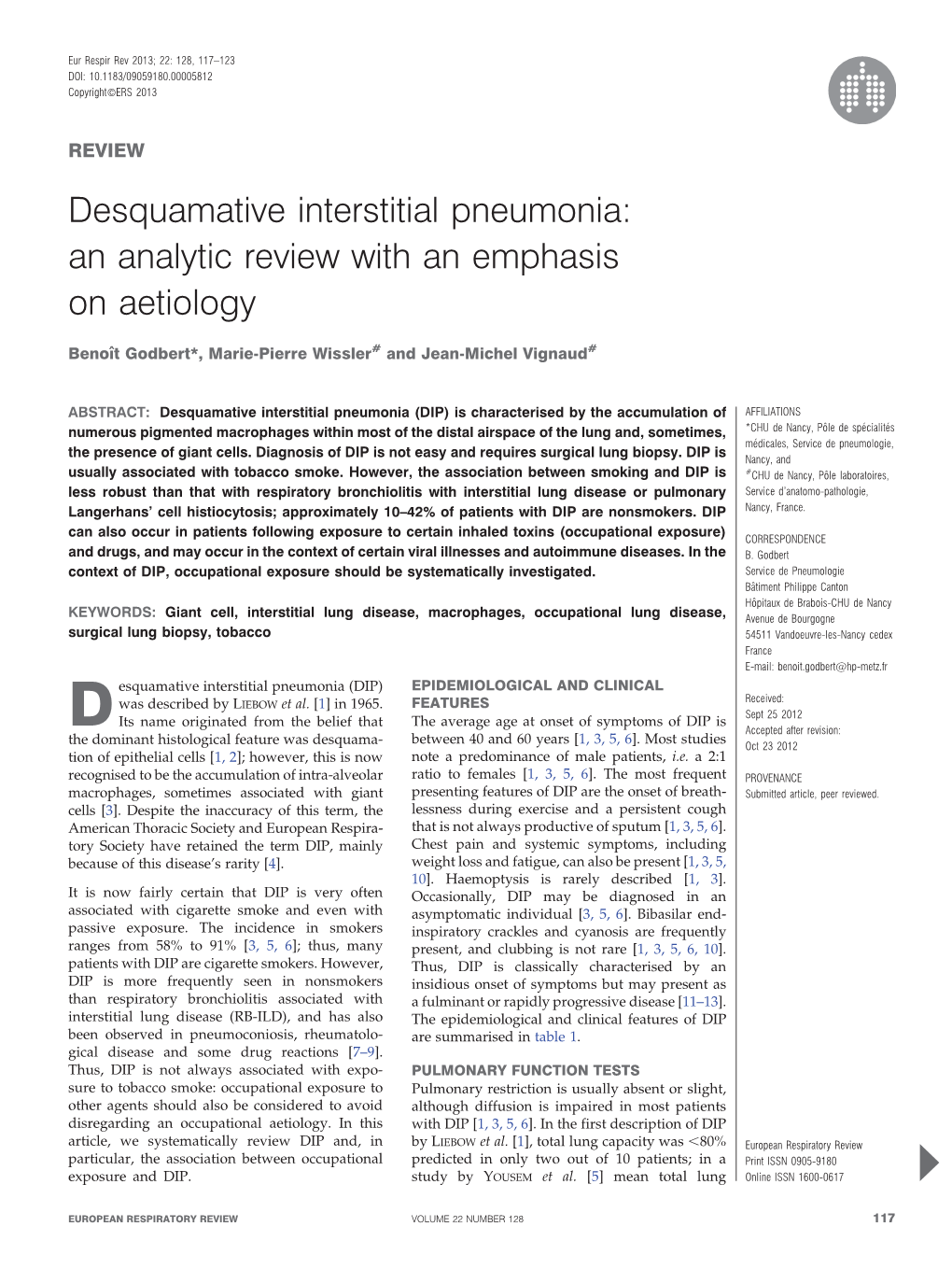 Desquamative Interstitial Pneumonia: an Analytic Review with an Emphasis on Aetiology