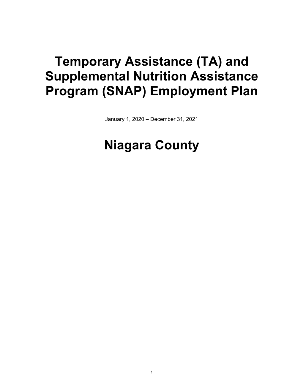 Temporary Assistance (TA) and Supplemental Nutrition Assistance Program (SNAP) Employment Plan