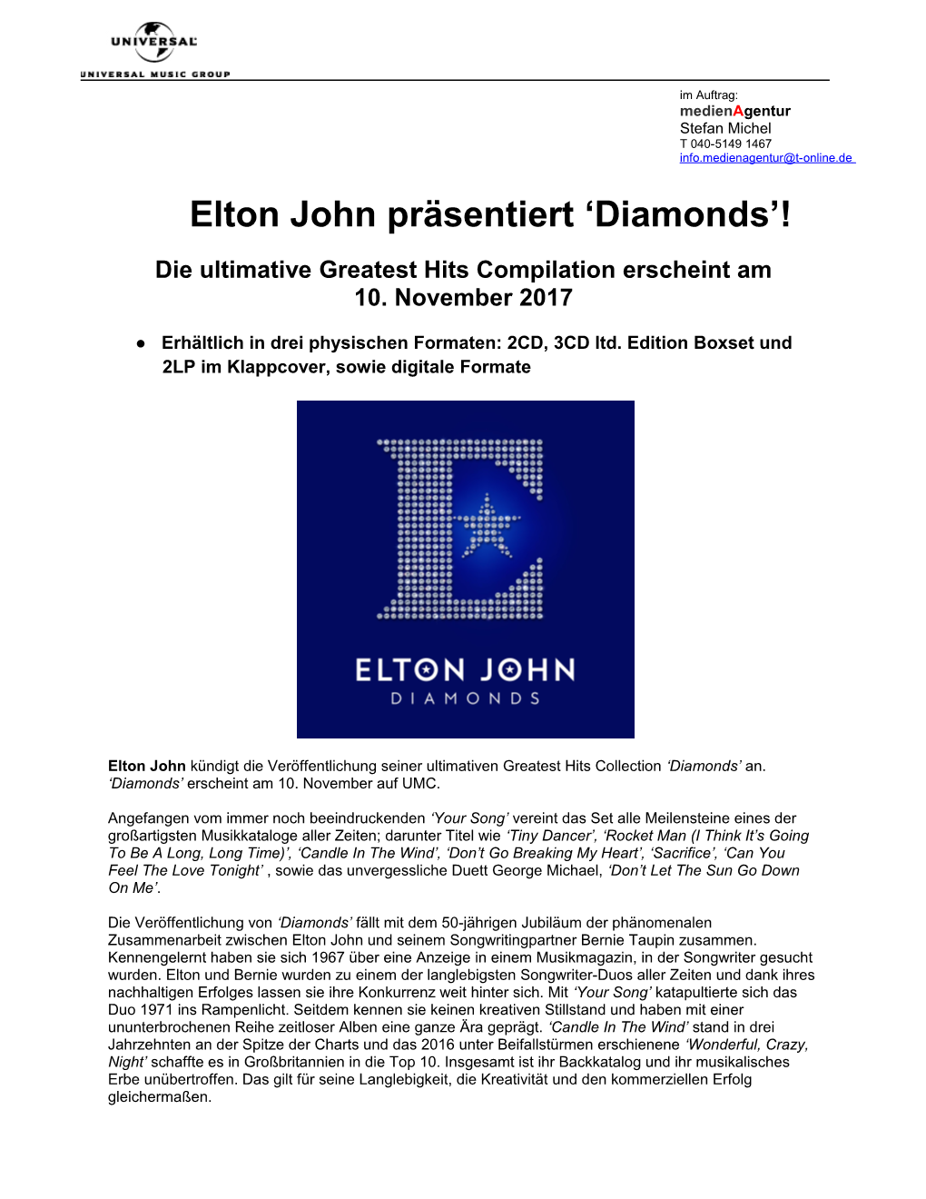 Elton John Präsentiert ‘Diamonds’!