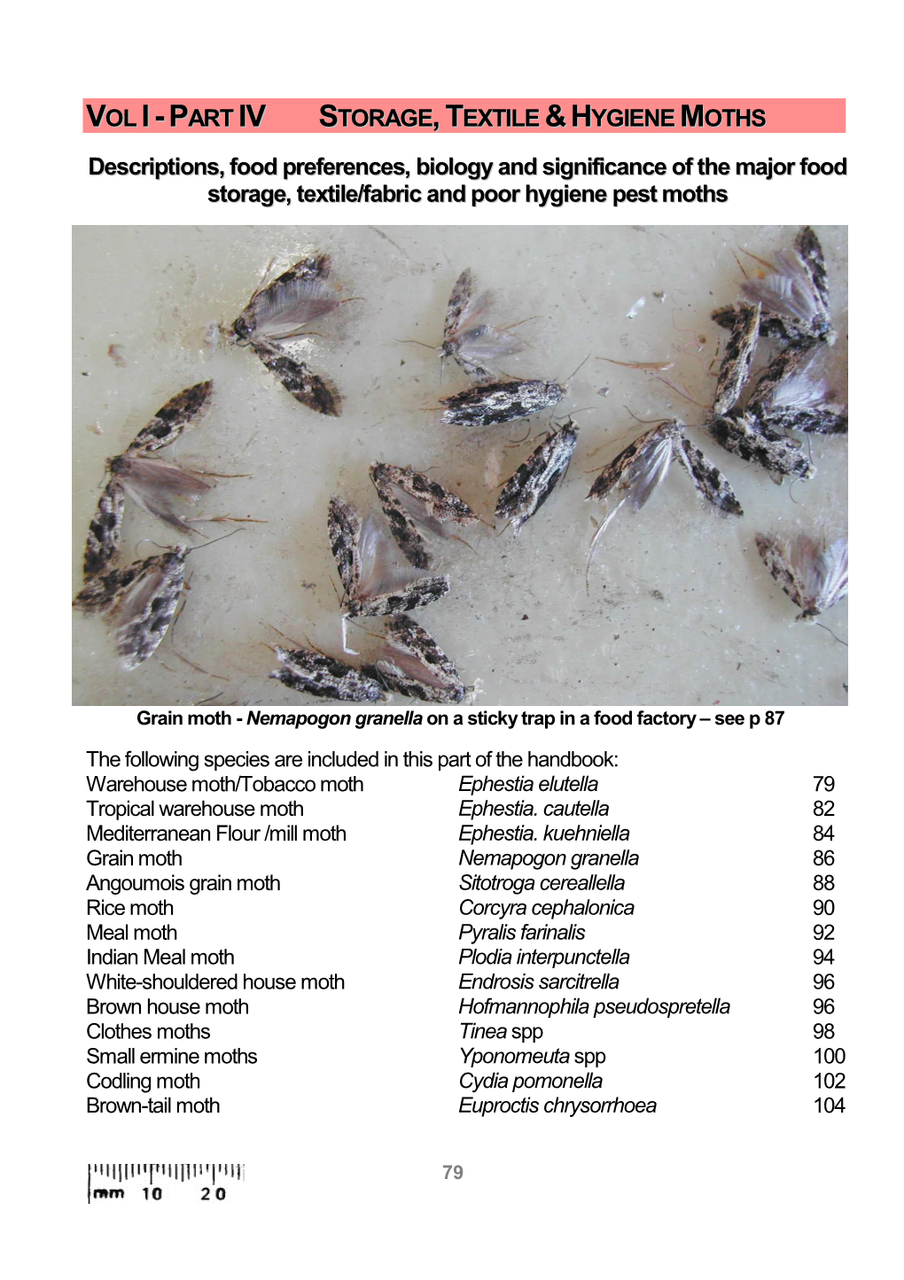 VOL I-P ART STORAGE ,TEXTILE &HYGIENE MOTHS Descriptions