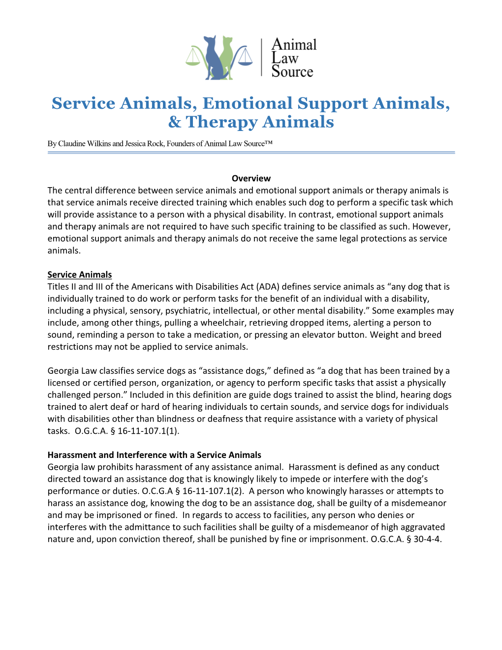 Service Animals, Emotional Support Animals, & Therapy Animals