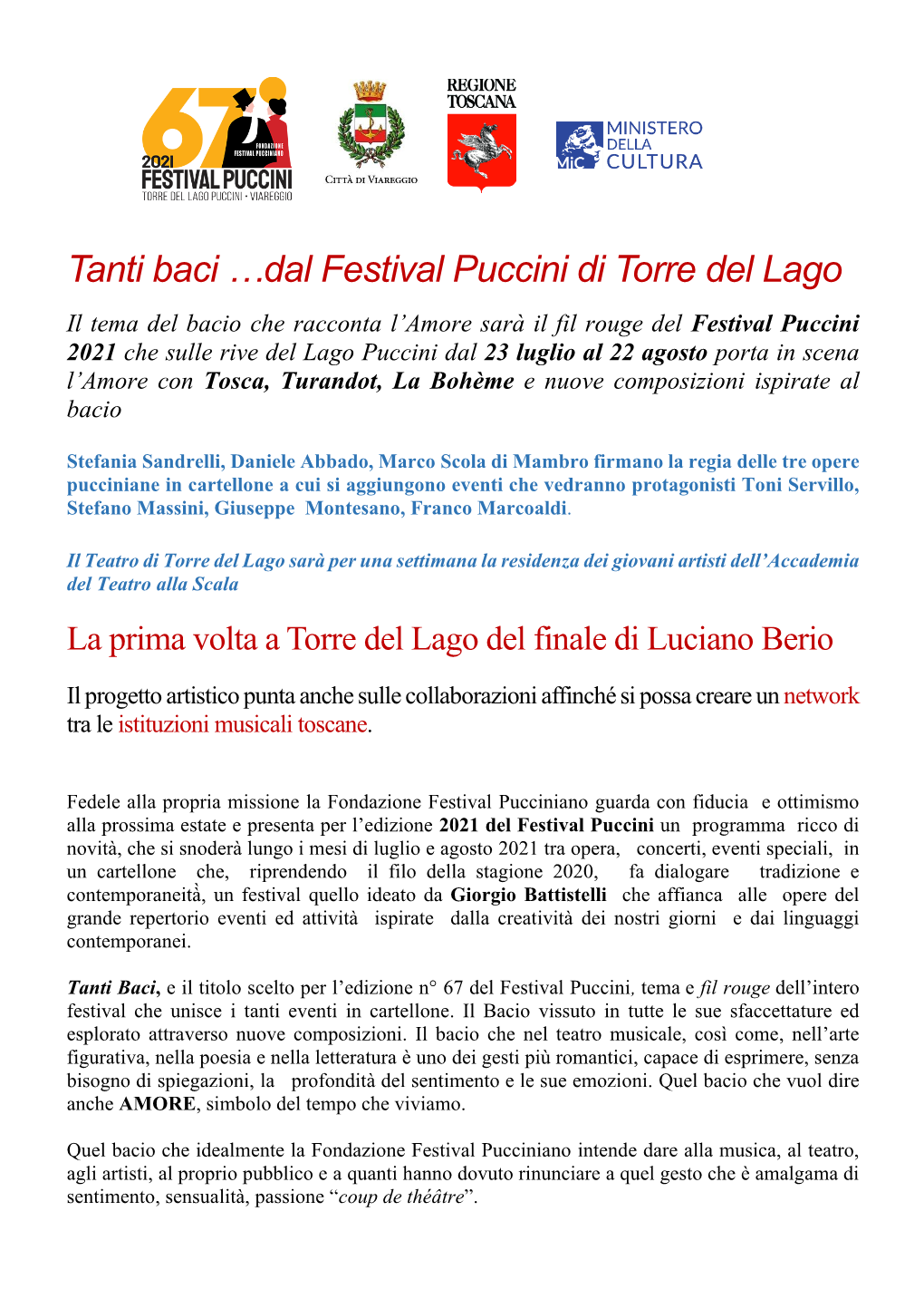 Dal Festival Puccini Di Torre Del Lago