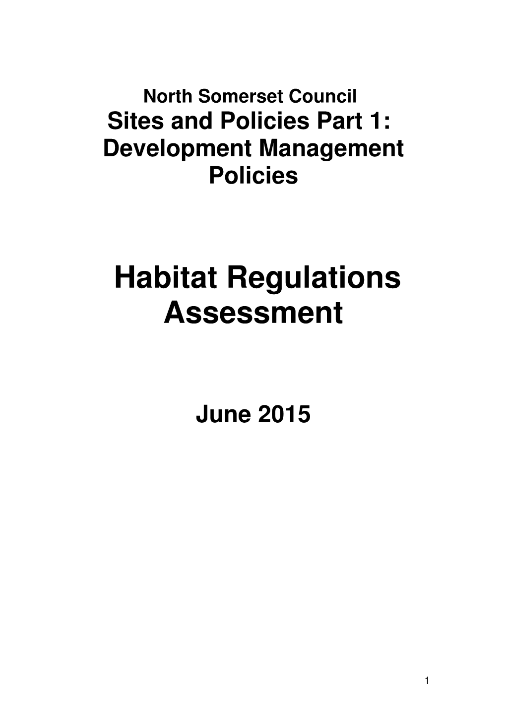 Habitat Regulations Assessment