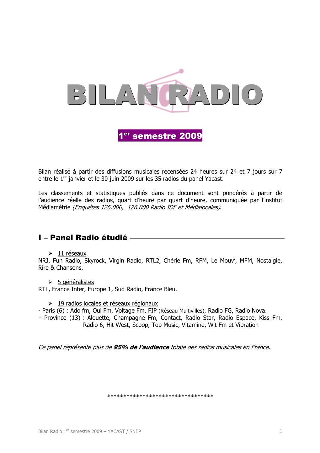 Bilan Radio Yacast