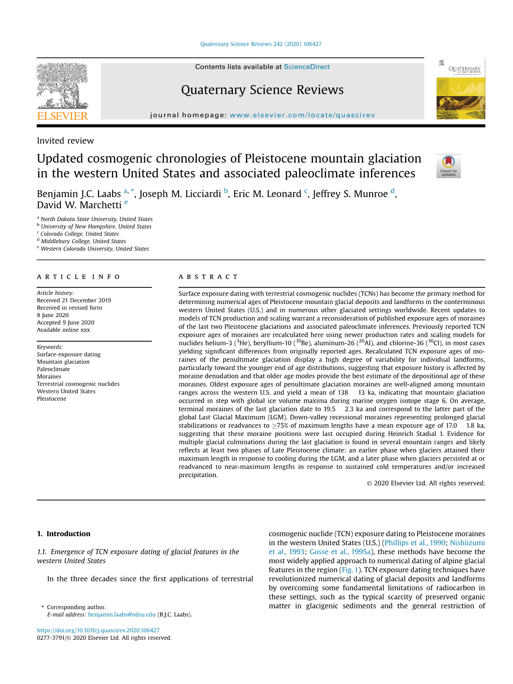 Updated Cosmogenic Chronologies of Pleistocene Mountain Glaciation in the Western United States and Associated Paleoclimate Inferences