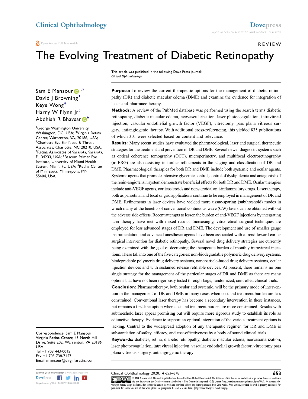 The Evolving Treatment of Diabetic Retinopathy