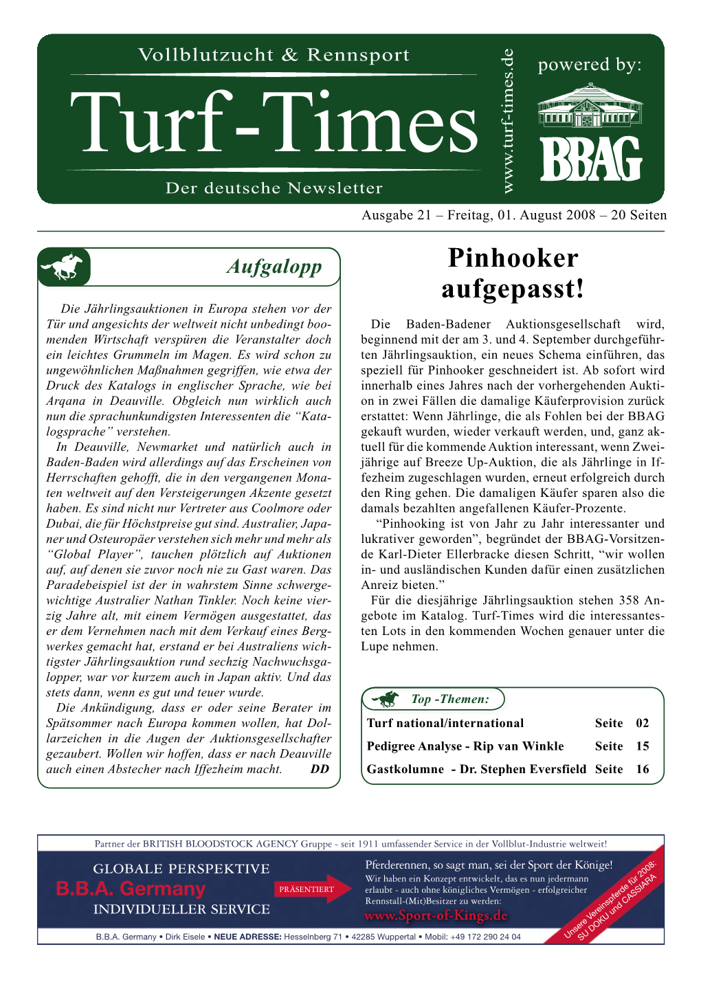 Turf-Times.De Ausgabe 21 – Freitag, 01