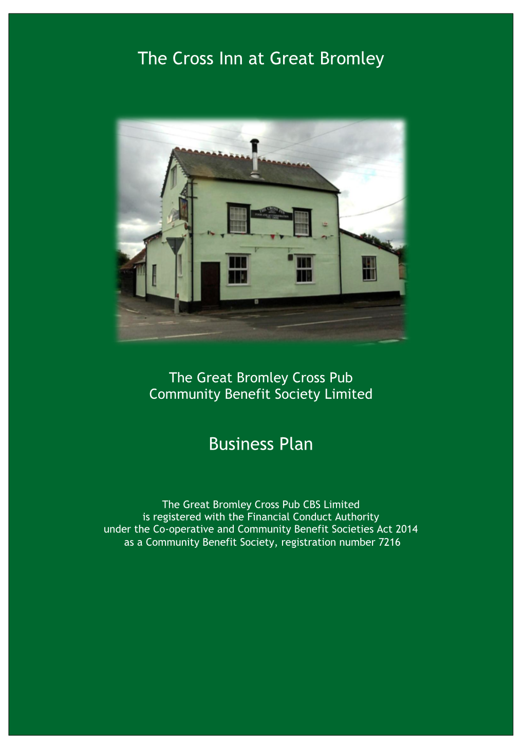 Great Bromley Cross Pub CBS Ltd Business Plan