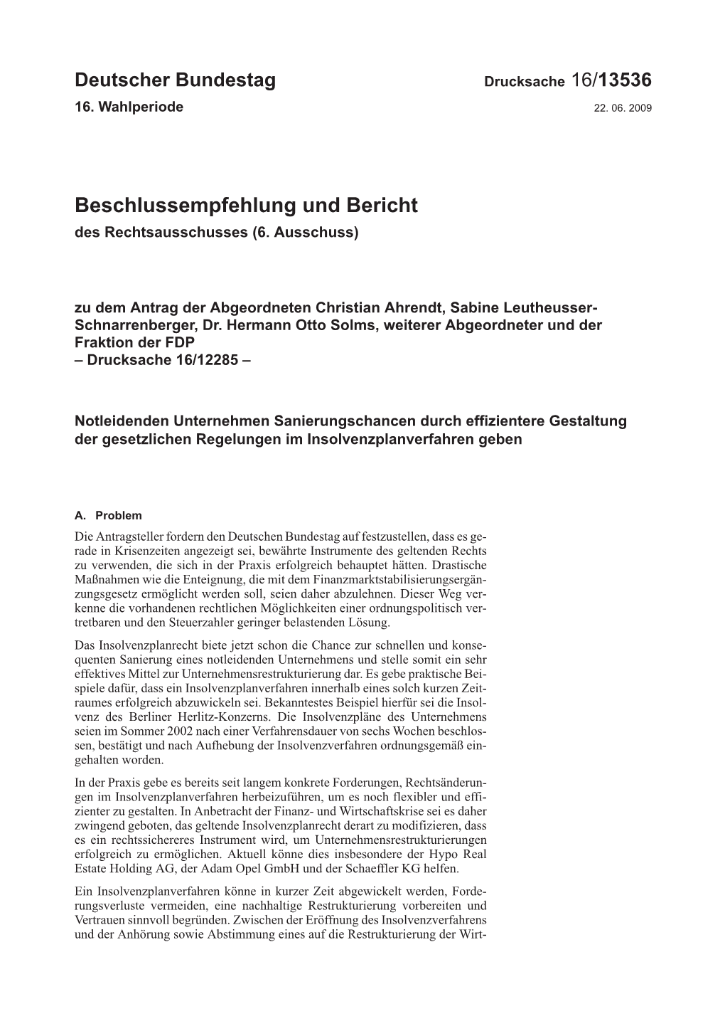 Beschlussempfehlung Und Bericht Des Rechtsausschusses (6