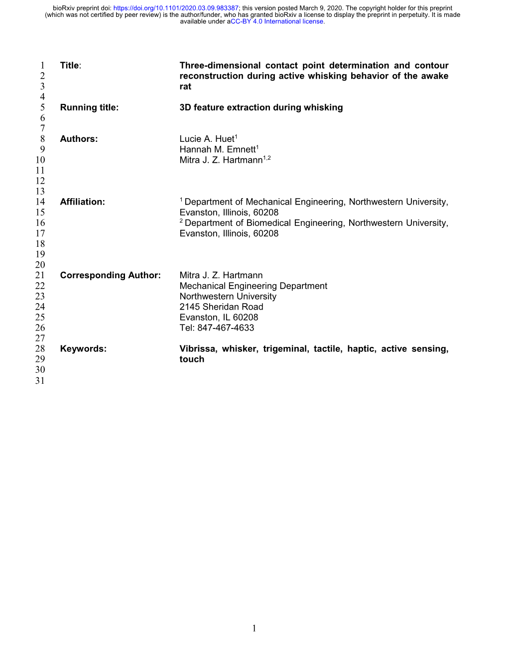 Three-Dimensional Contact Point Determination and Contour