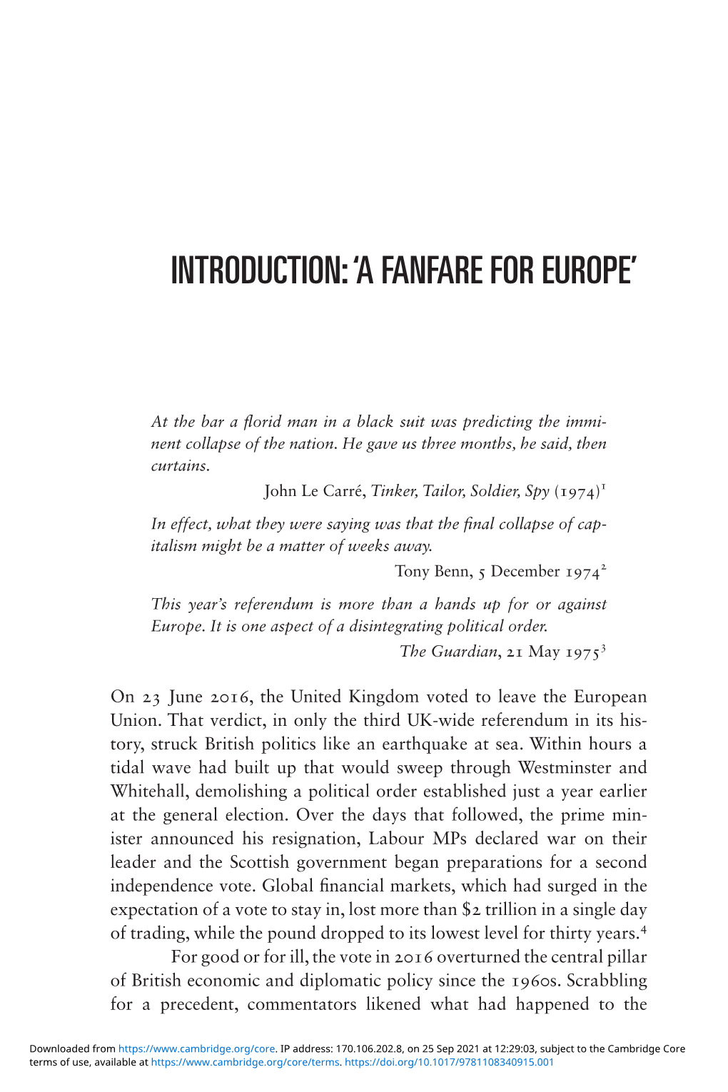 Introduction: 'A Fanfare for Europe'