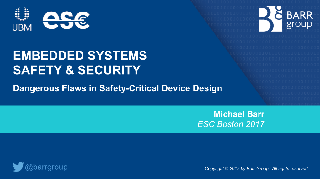 Embedded Systems Safety & Security