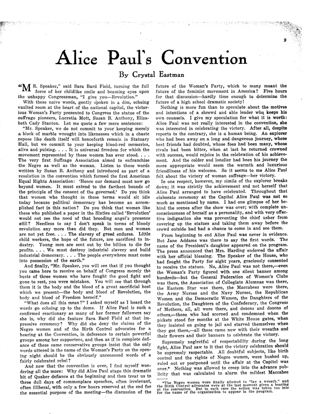 Alice Paul's Convention by Crystal Eastman