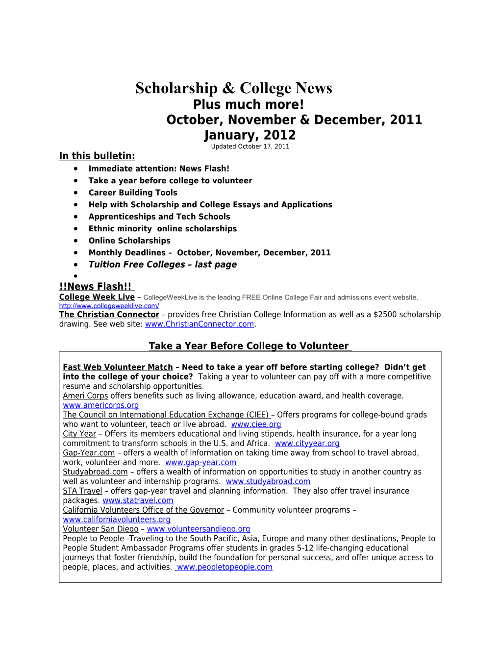 Scholarship & College News