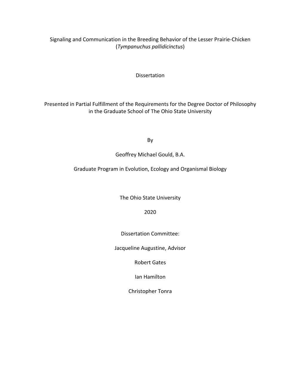 Geoffrey M Gould Dissertation