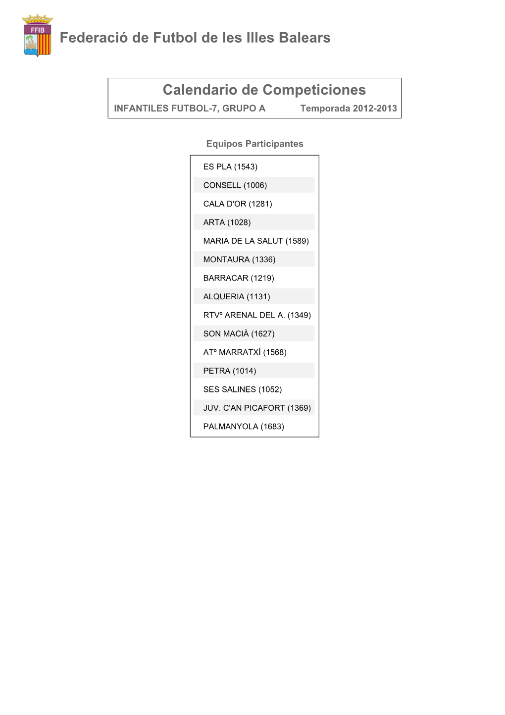 Calendario De Competición