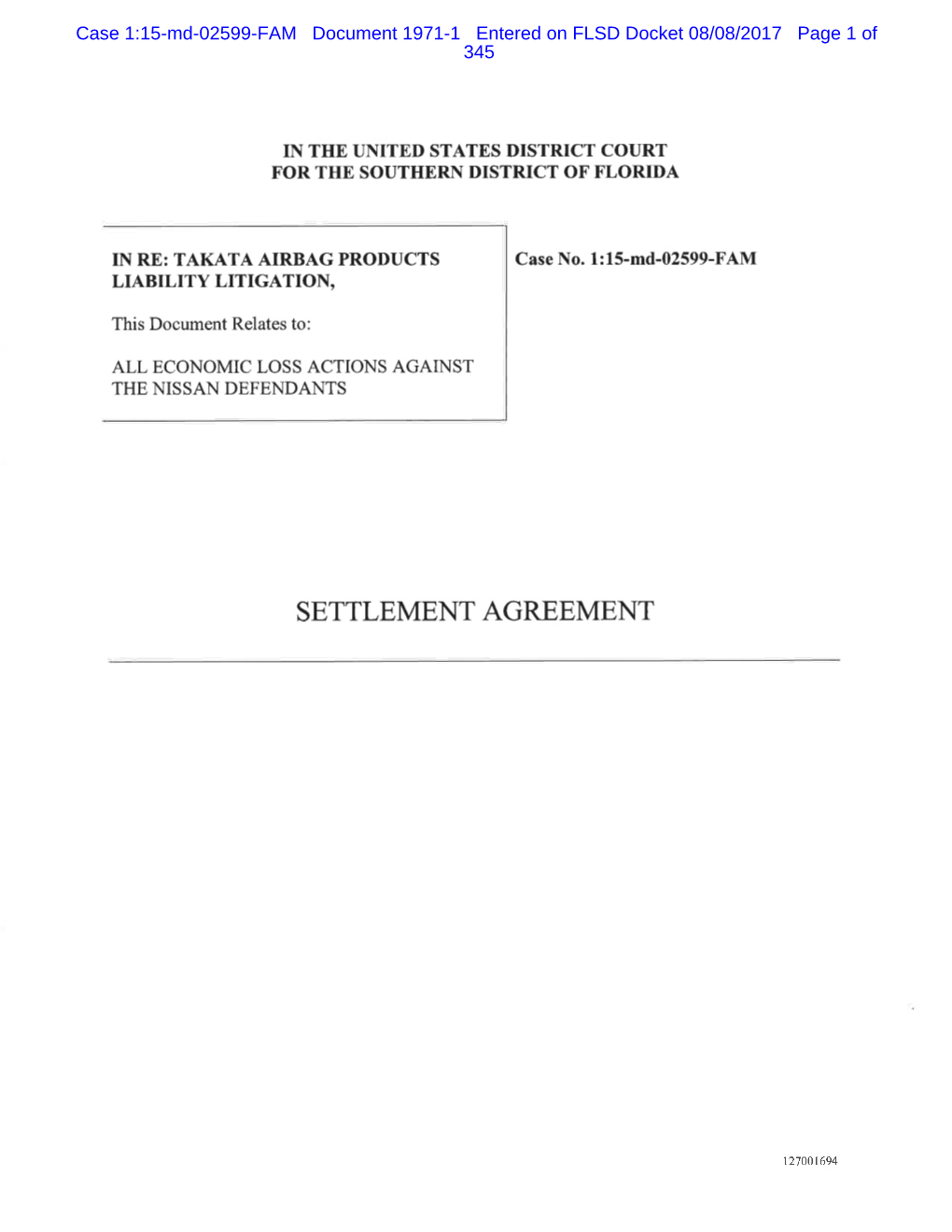 Nissan Settlement Agreement