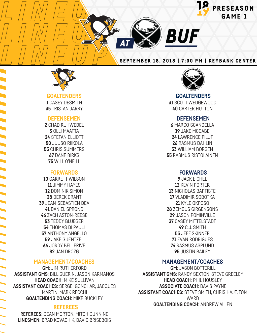 Goaltenders Defensemen Forwards Management