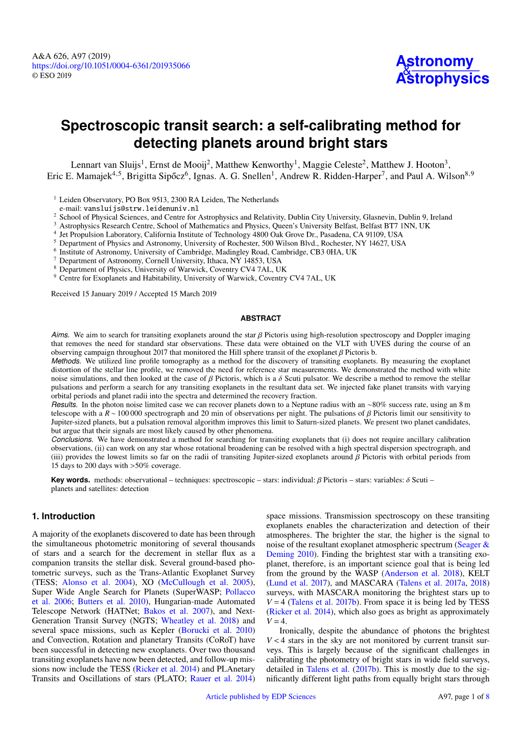 Spectroscopic Transit Search: a Self-Calibrating Method for Detecting